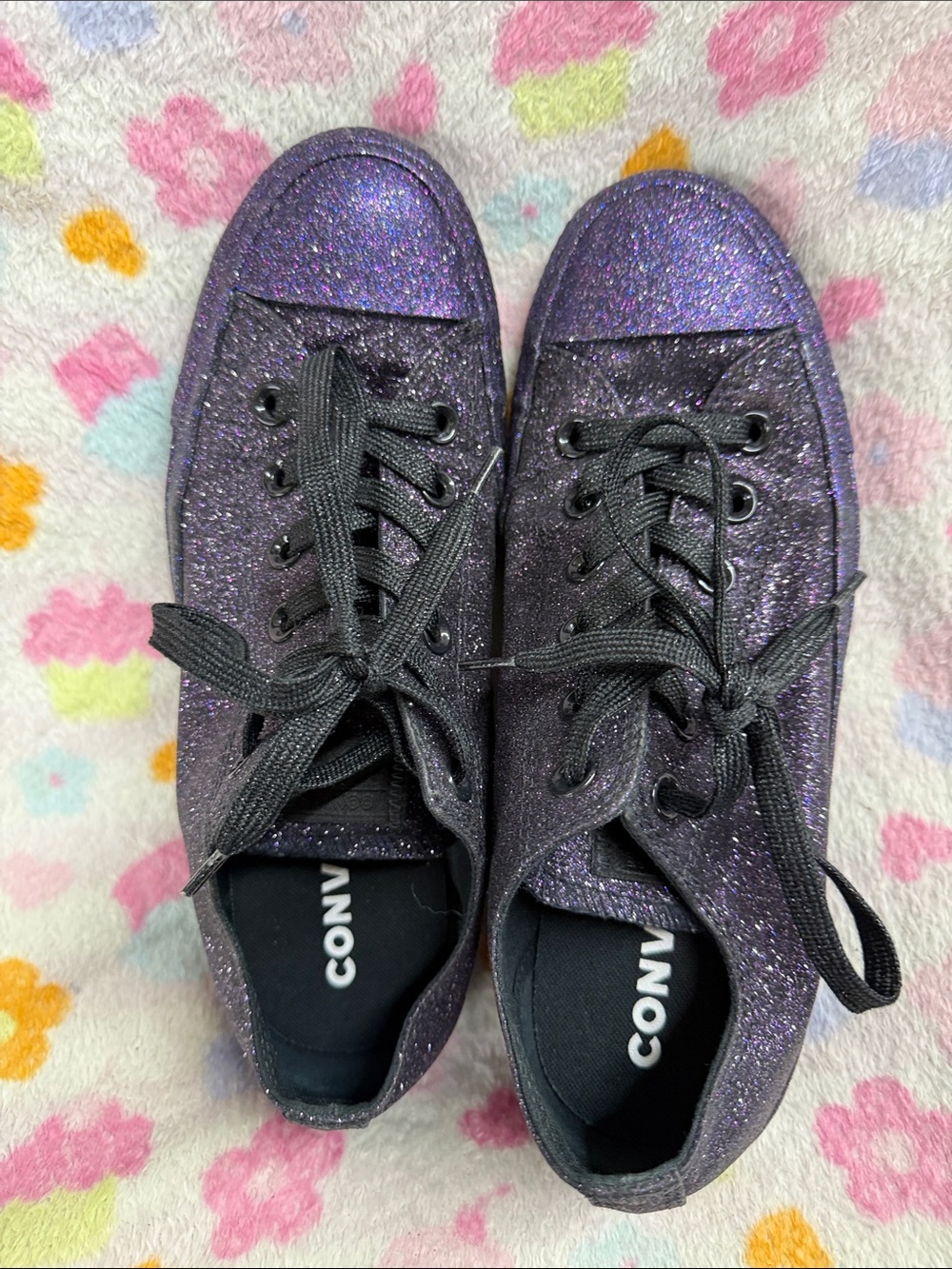 Converse Purple Glitter Low Top Sneakers